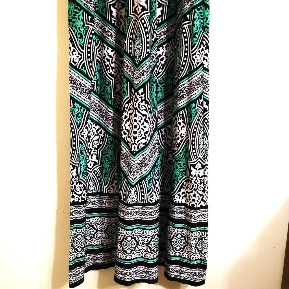 White House Black Market Sleeveless Blouson Geo Print Maxi Dress Medium M - Picture 4 of 9